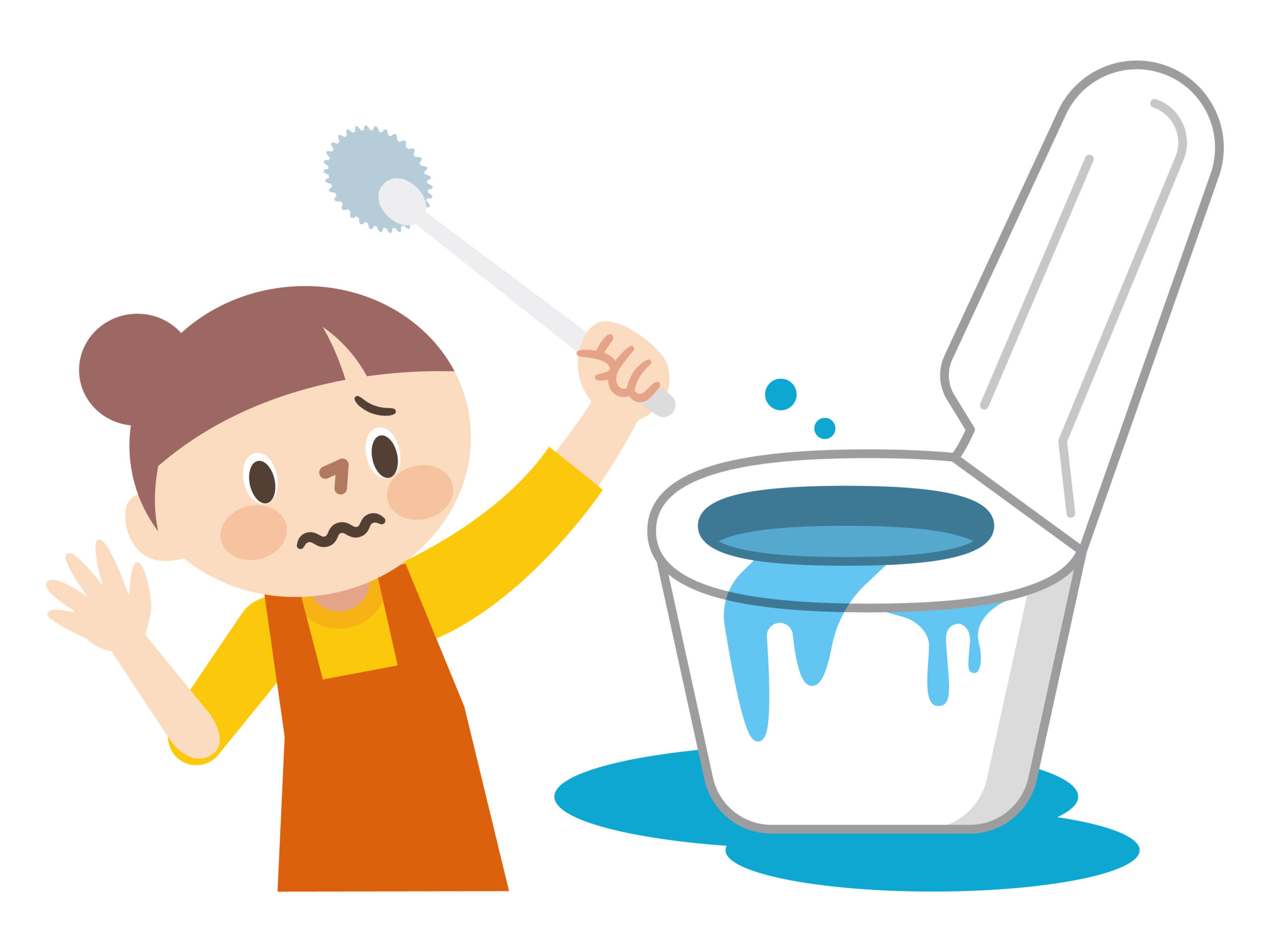 トイレの逆流に驚く若い主婦